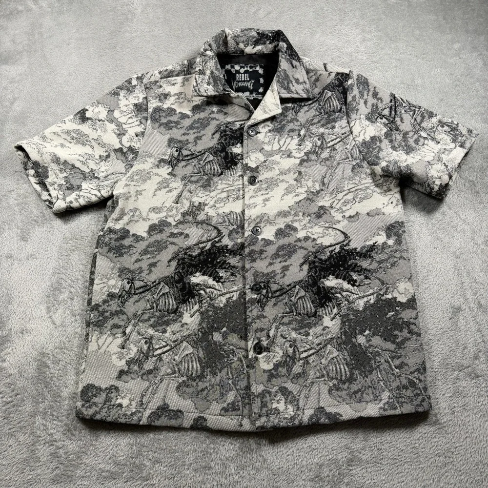 Rebel Vengeance Apocalypse Horseman Shirt Mens Small Tapestry Button Up